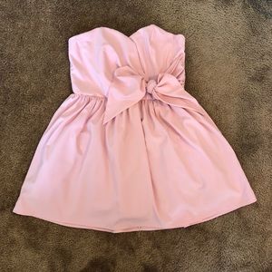 Strapless light pink fluffy dress